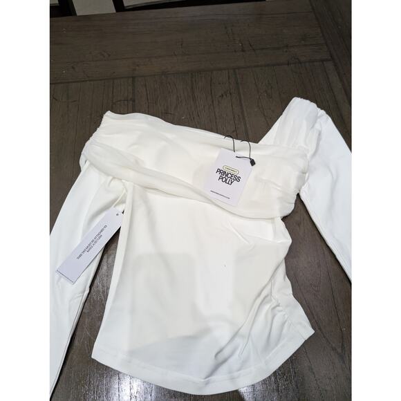 NWT Princess Polly LYNSEY LONG SLEEVE TOP WHITE size 2 - Picture 3 of 5